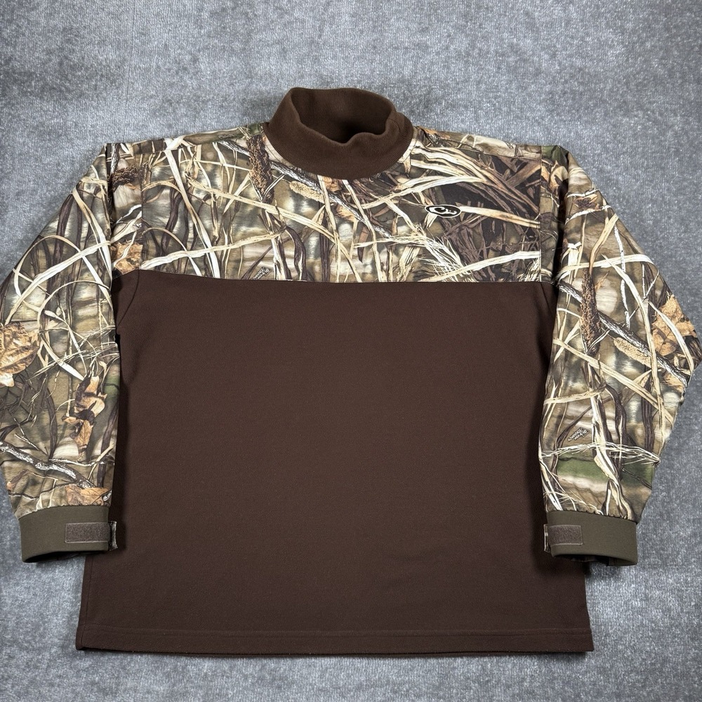Drake Waterfoul Pullover Men's XL Brown Camo Mock Neck Advantage Max-4